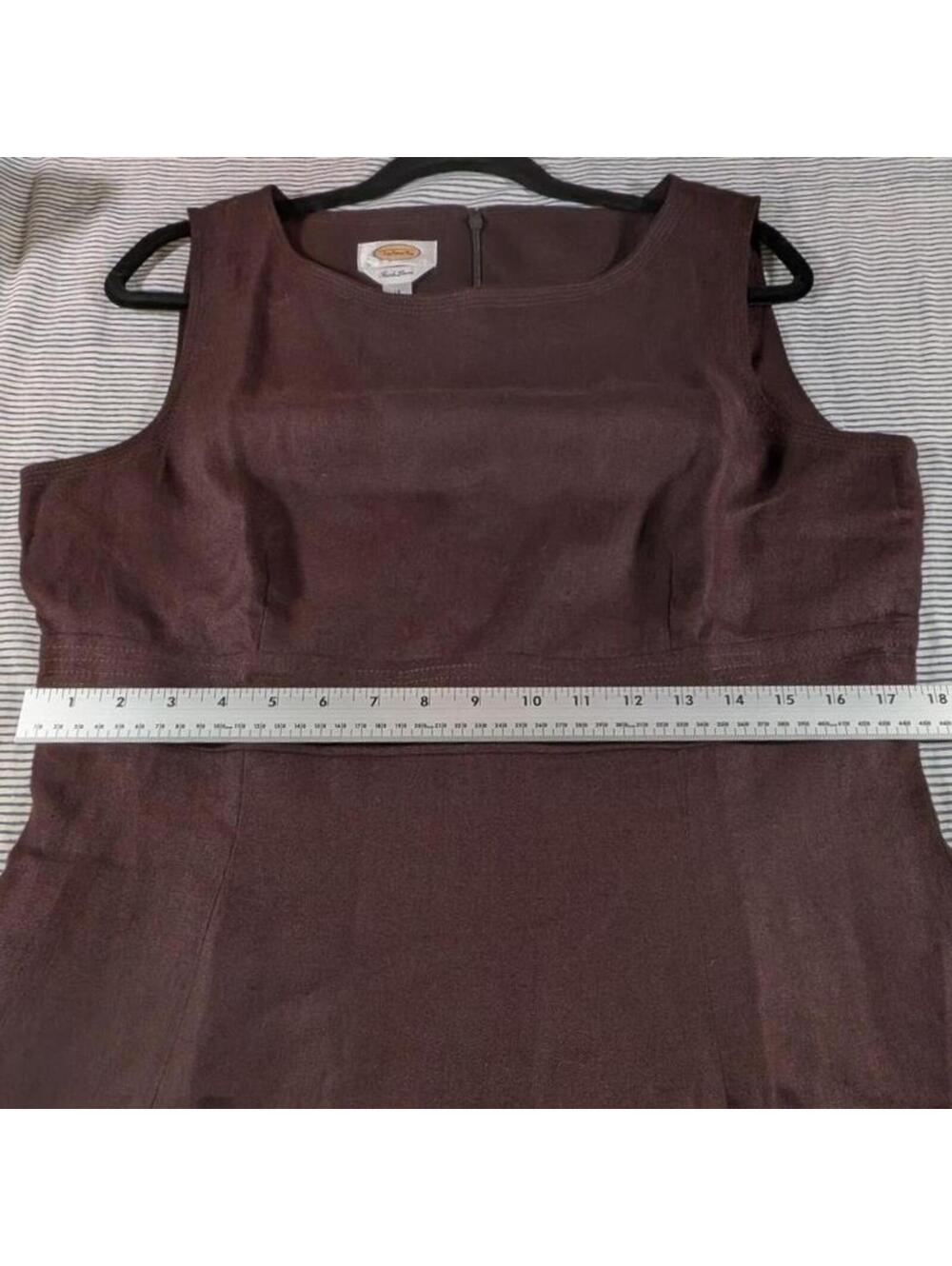 NEW Talbots Size 14 Brown 100% Irish Linen Fit and Flare Dress Y2K Quiet Luxury - Picture 14 of 15